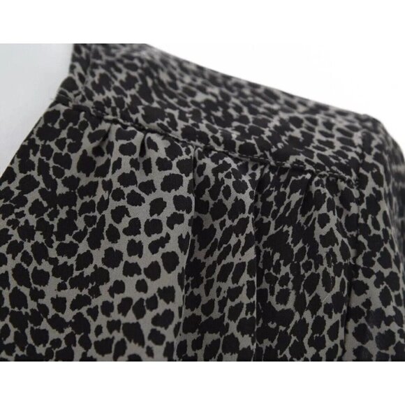 Joie Womens 100% Silk Chiffon Popover Blouse Top Leopard Print Gray Sz XS - Picture 4 of 10